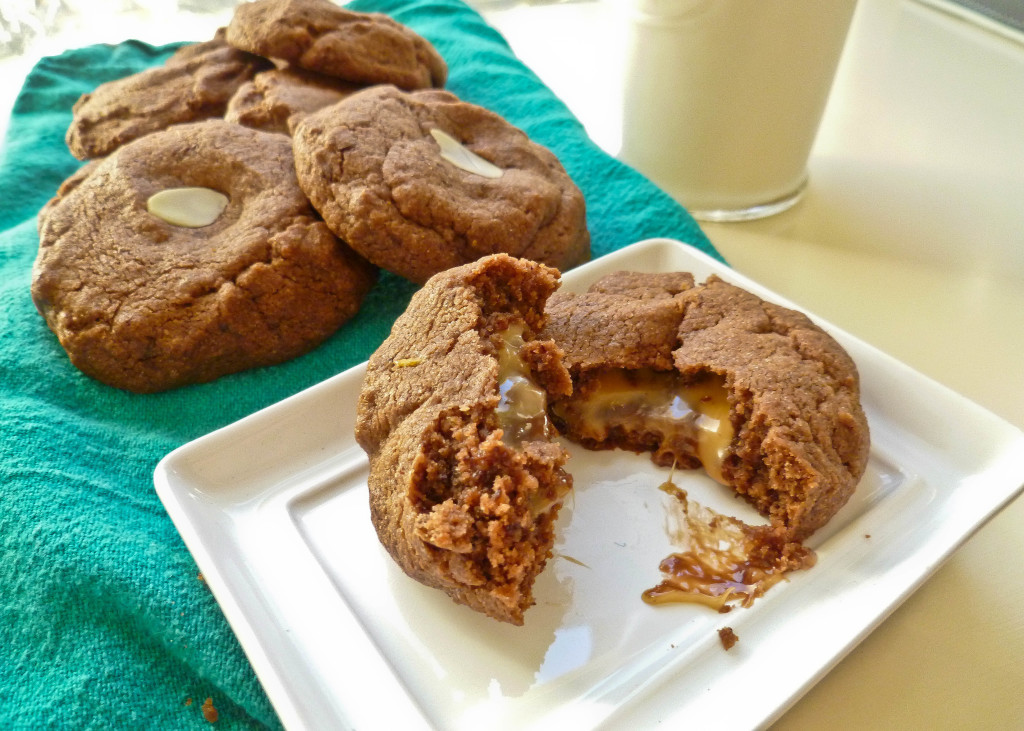 Caramel Filled Chocolate Gingerbread Cookies (Speculaas)