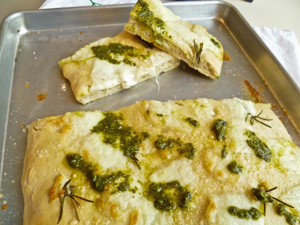 mozzarella pesto focaccia