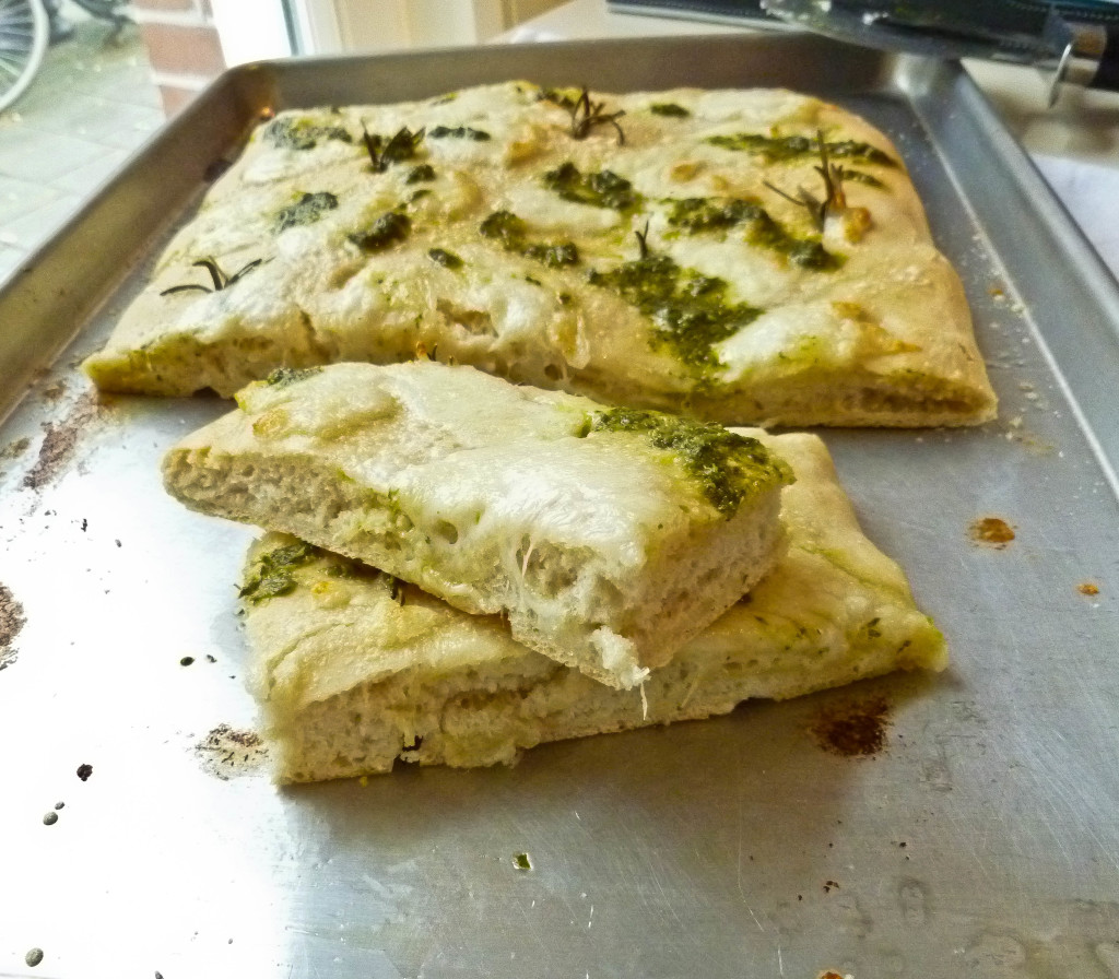 mozzarella pesto focaccia