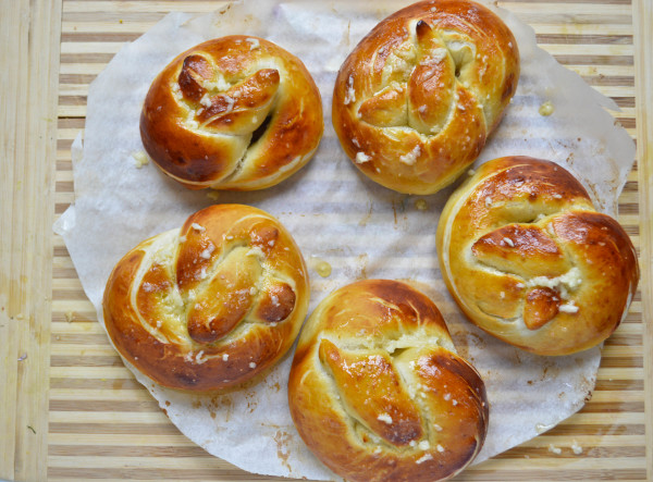 Garlic Butter Pretzel Rolls