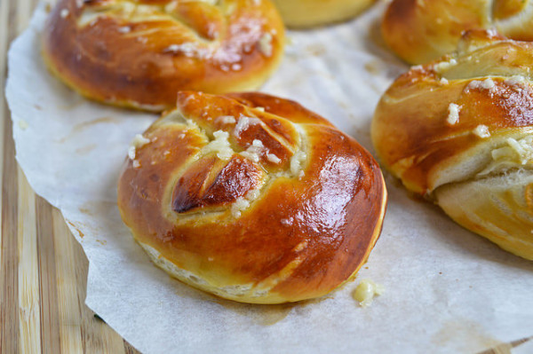 Garlic Butter Pretzel Rolls