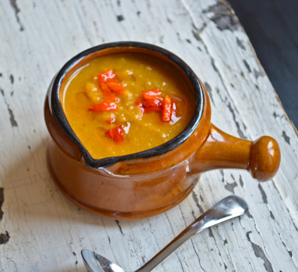 Sweet and Spicy Chickpea and Butternut Squash Soup.