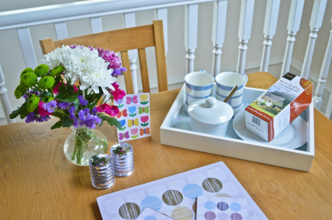 Welcome flowers and biscuits