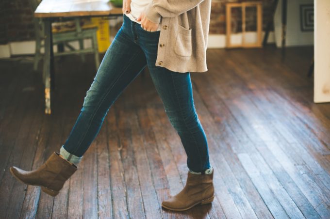 long cardigan and boots