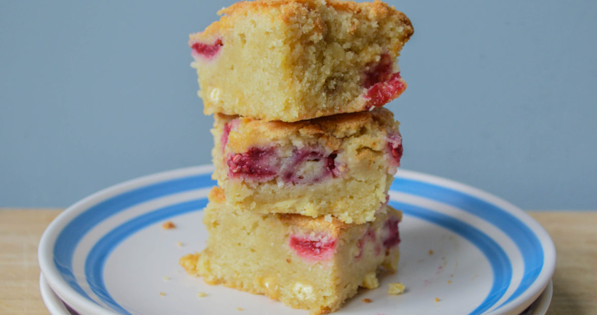 Raspberry and White Chocolate Blondies