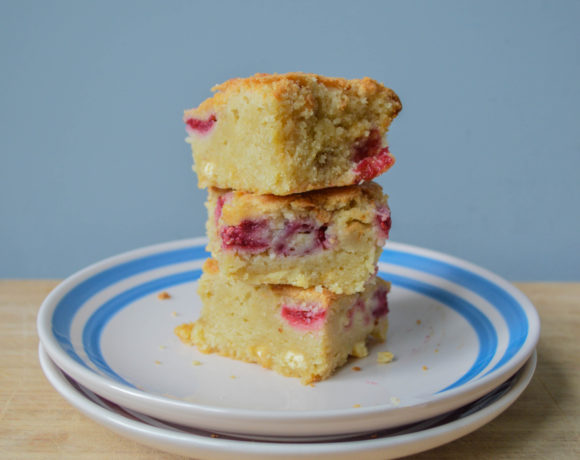 Raspberry and White Chocolate Blondies