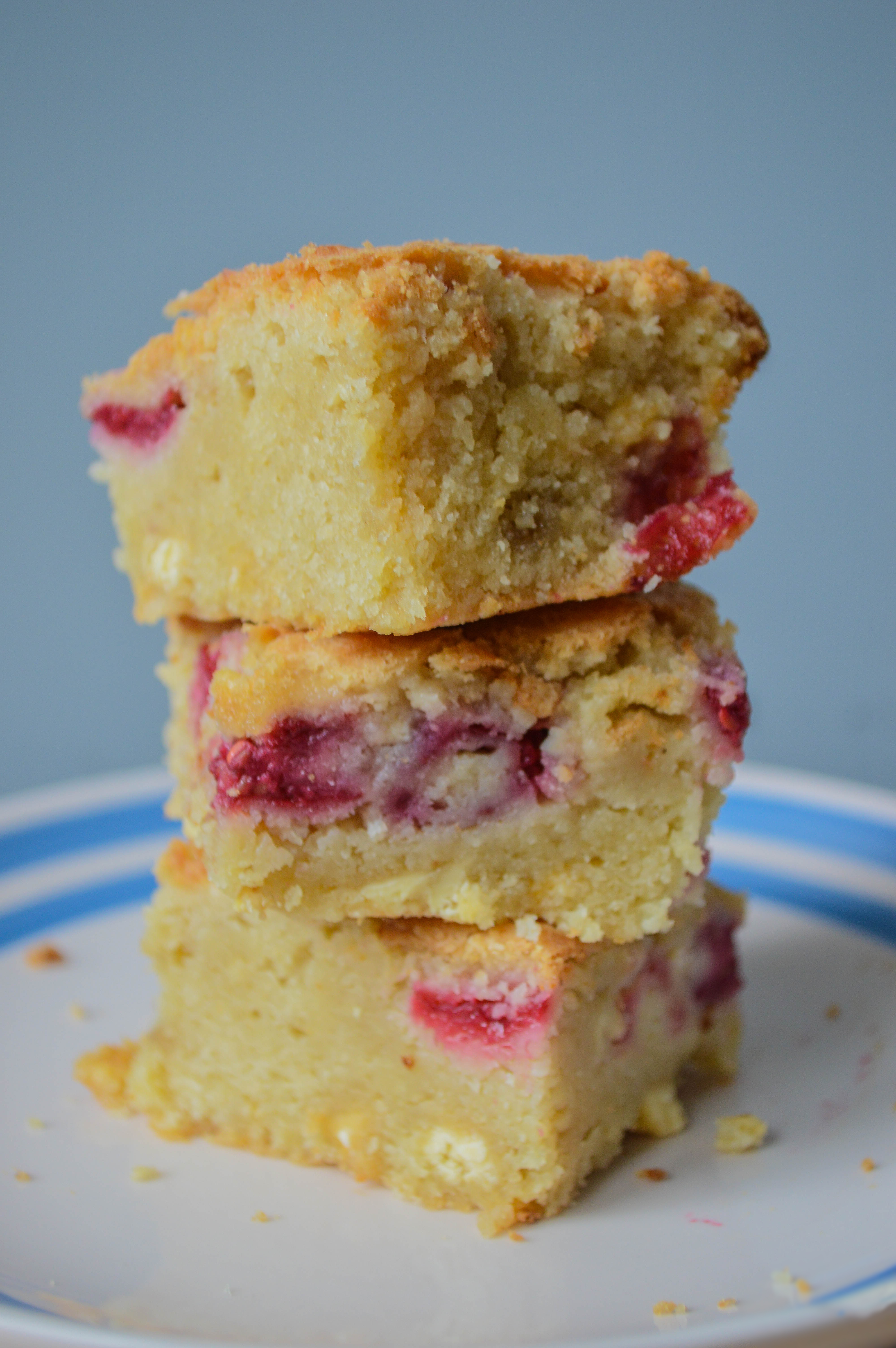 Raspberry and White Chocolate Blondies