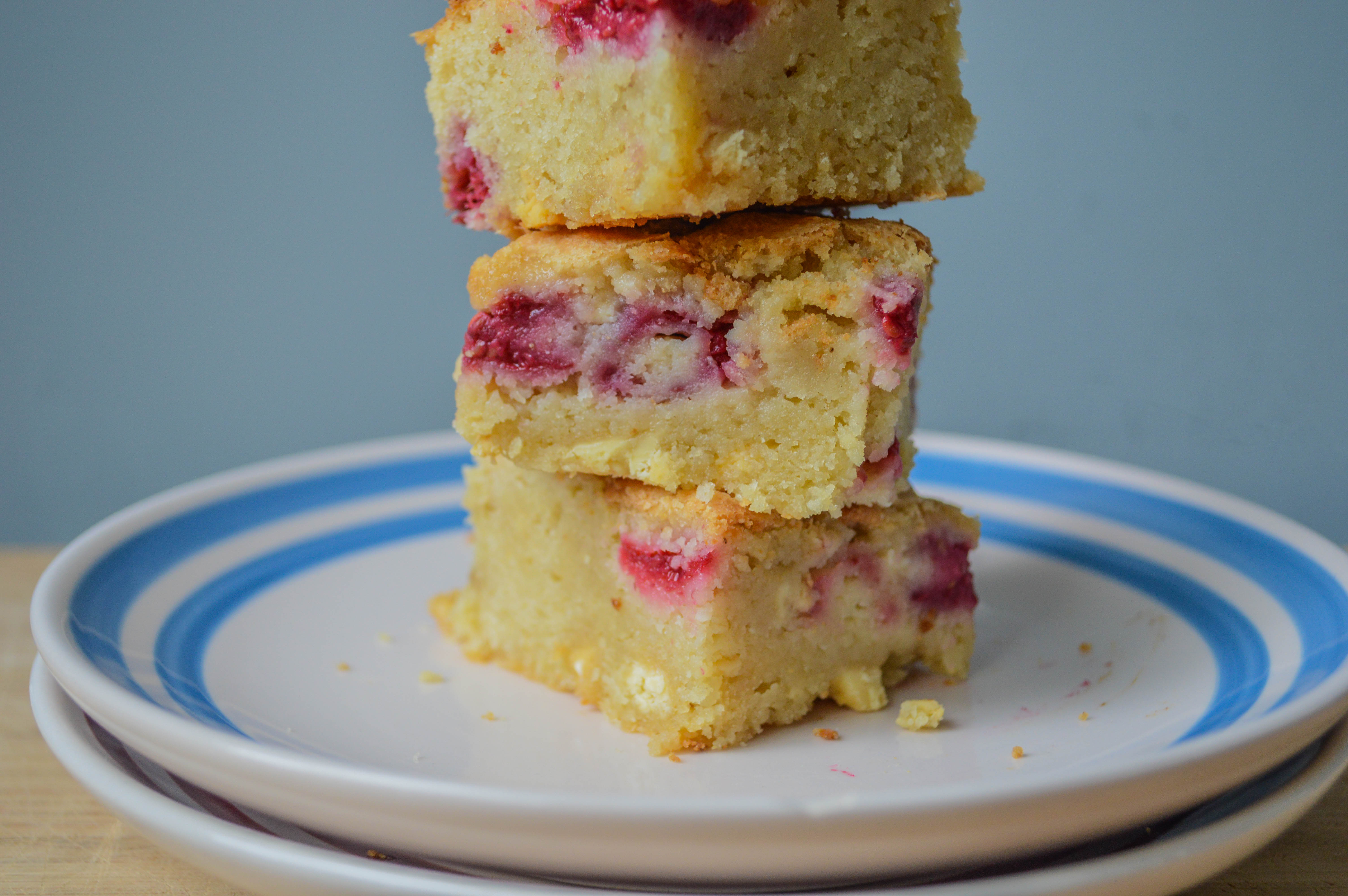 Raspberry and White Chocolate Blondies