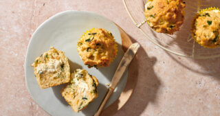 Savoury muffins with a cream cheese centre