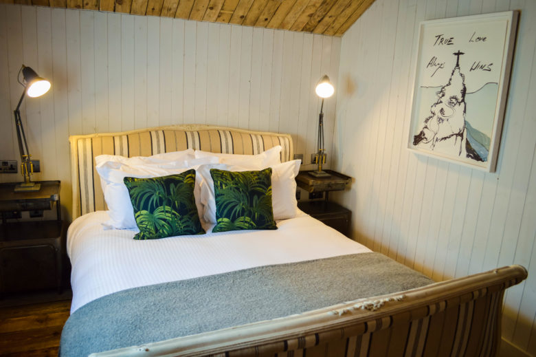 The bedroom upstairs in the cottage at the Artist Residence