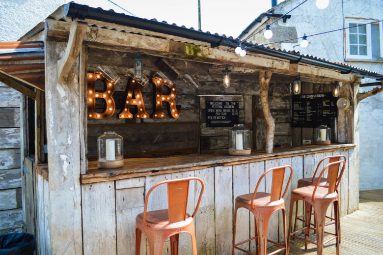 The outdoor bar area