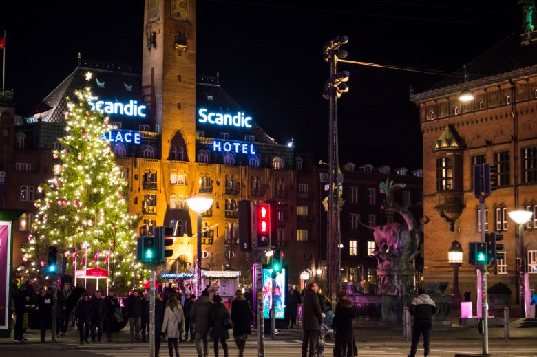 The Christmas tree in the middle of City Hall Square in Copenhagen