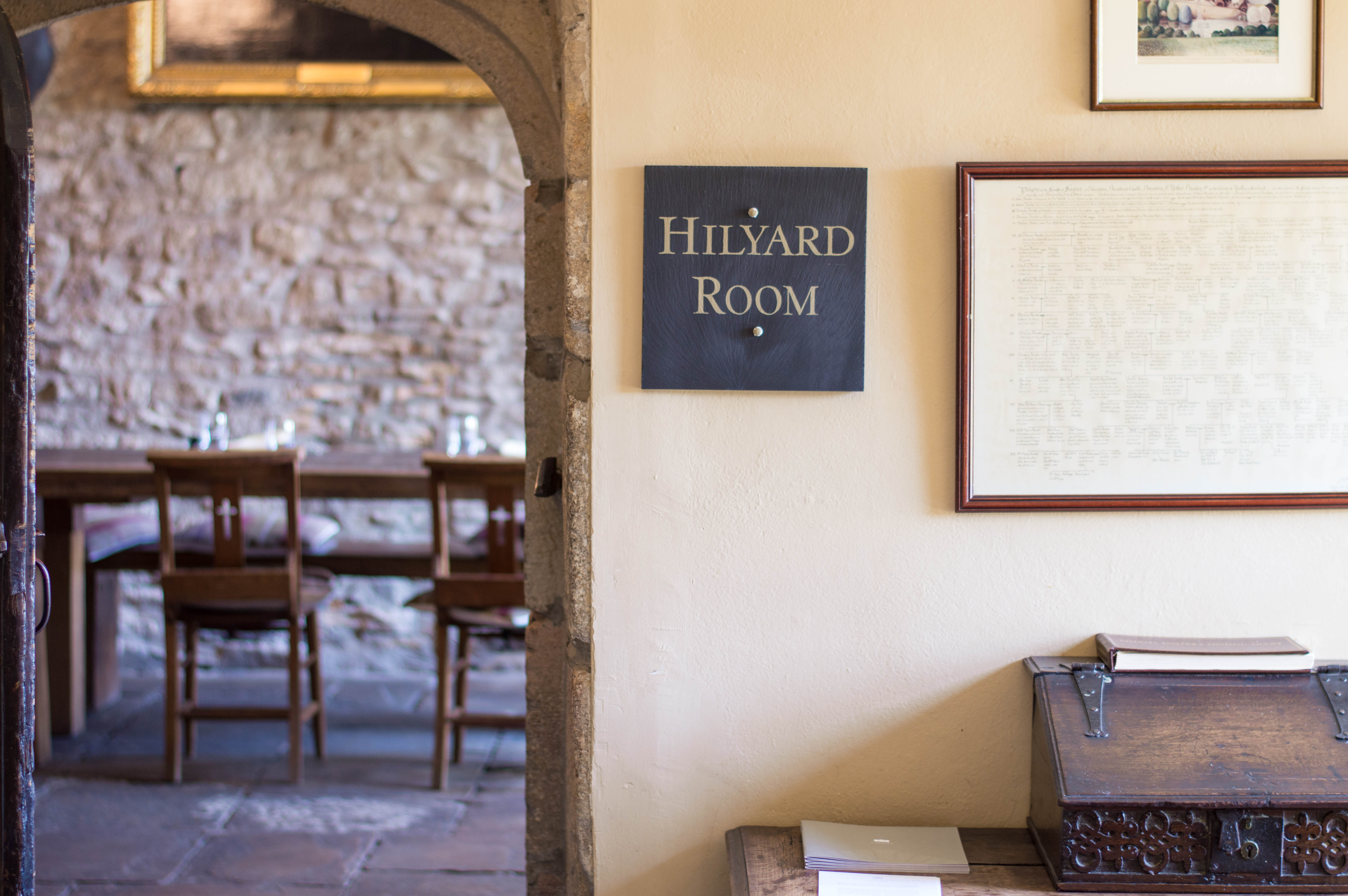 The sign for the Hilyard Room