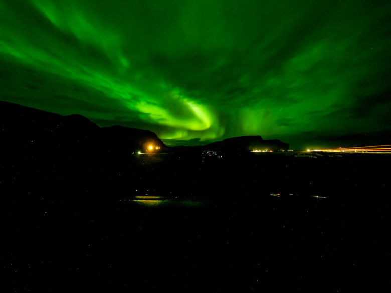Vivivd green Northern Lights in Iceland