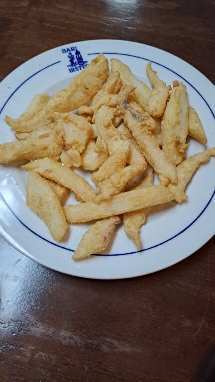 Plate of choco frito (fried squid) in seville