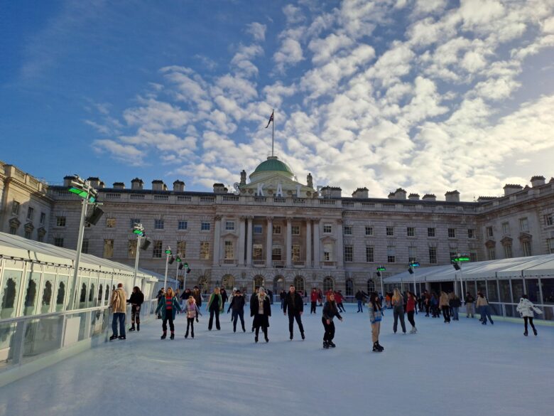 Christmas Activities in London - photo of people ice skating at Somerset House