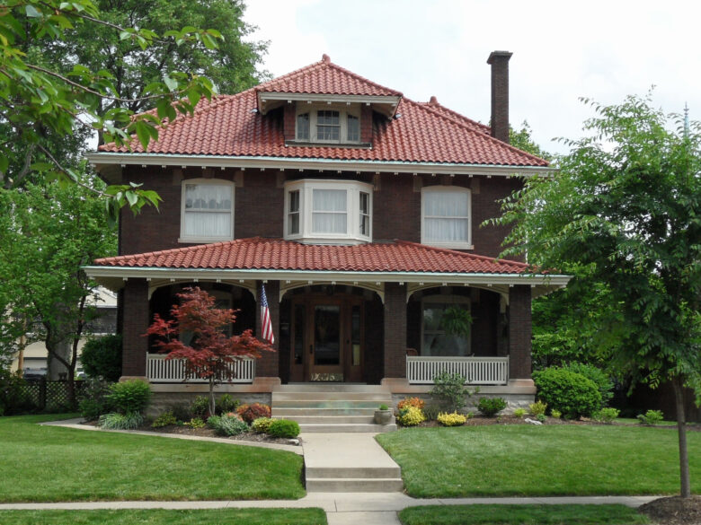 House on leafy street