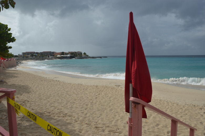 Red flag on a beach