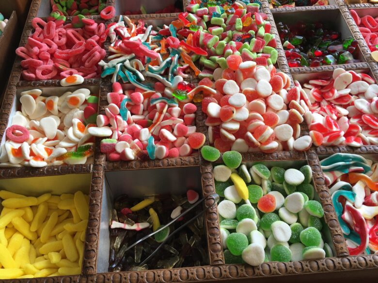 Selection of sweets in a shop