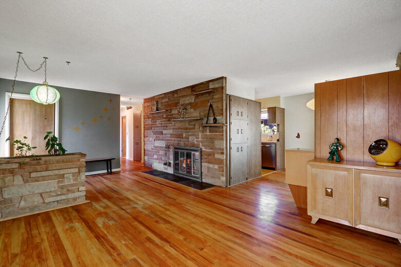 Mid-century house with wooden flooring