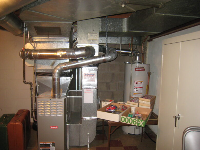 Basement with furnace