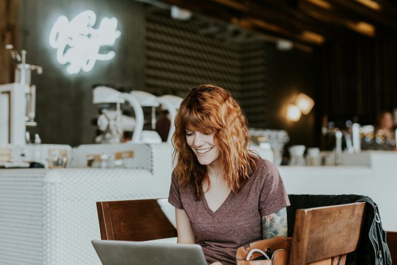 Woman working in coffee shop