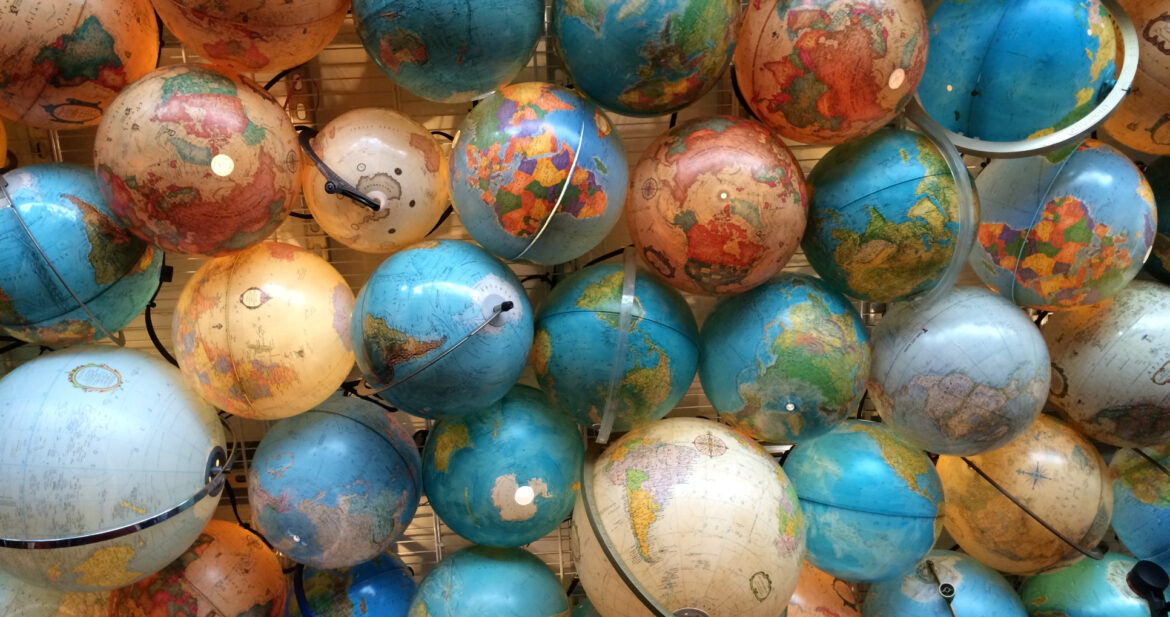 collection of colorful globes
