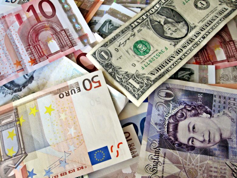 Currencies from around the world including US Dollars, British pounds and Euros.  