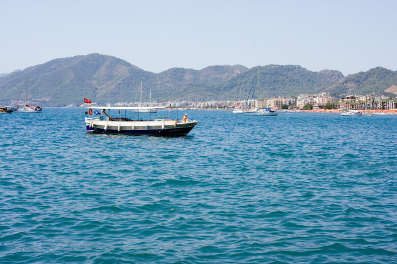 Boat in harbor in Marmaris, Turkey