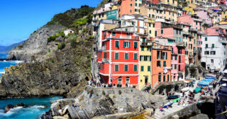 Colourful Italian village by the water