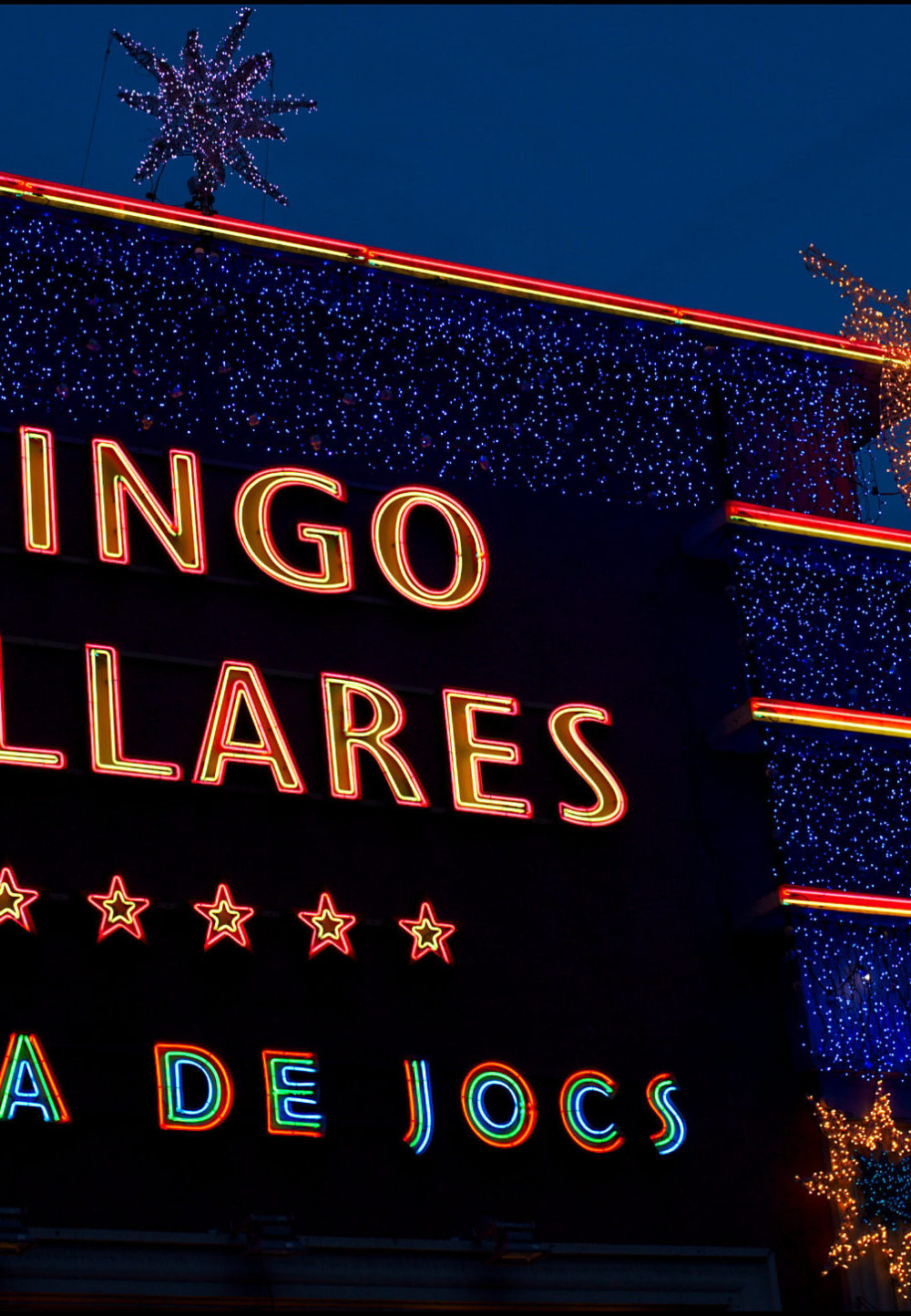 colorful neon sign for bingo hall