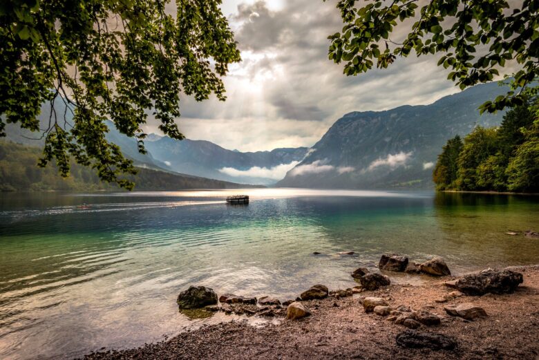 A boat on Lake Bohinj in Slovenia