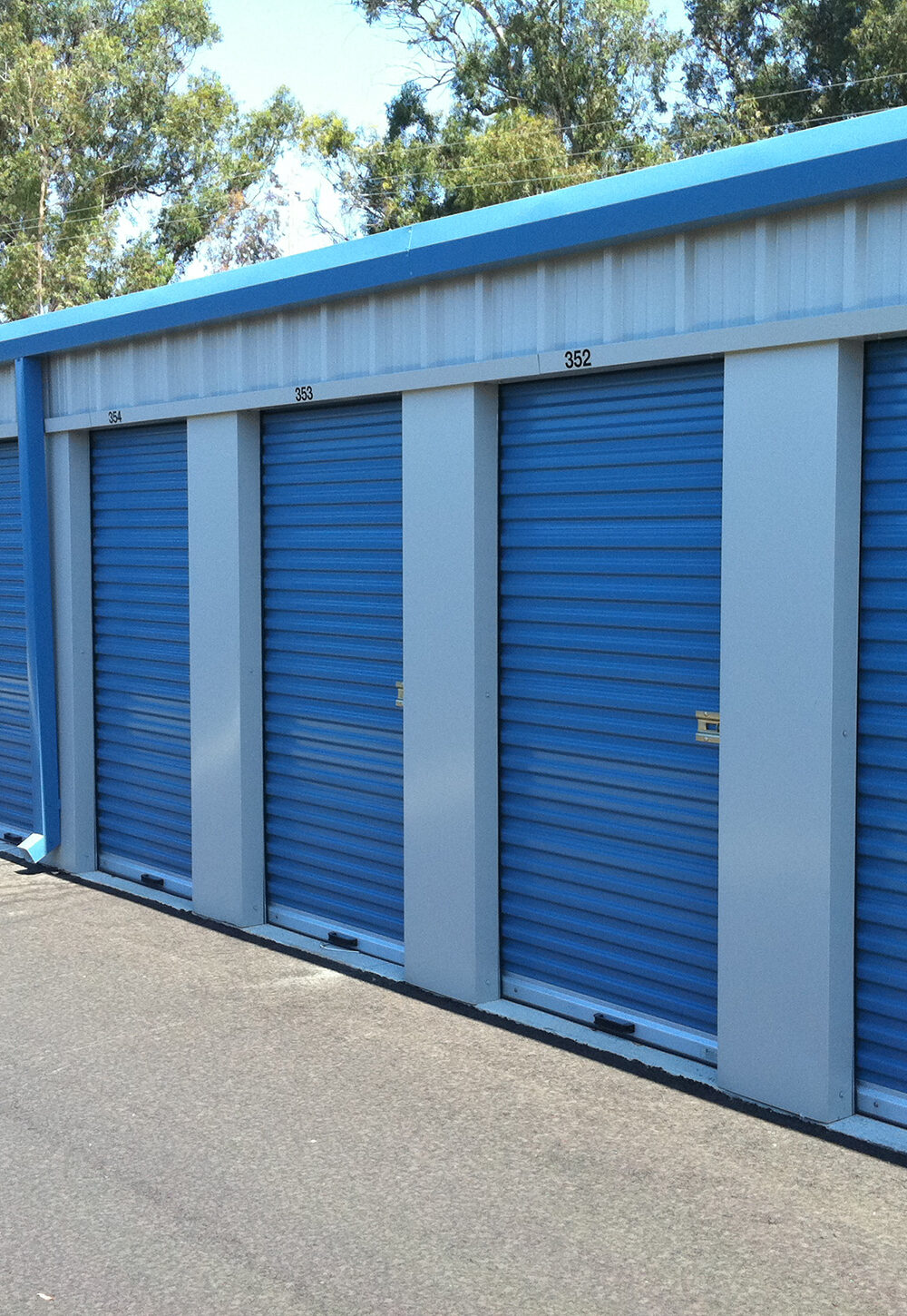 Row of blue storage units