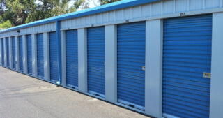 Row of blue storage units