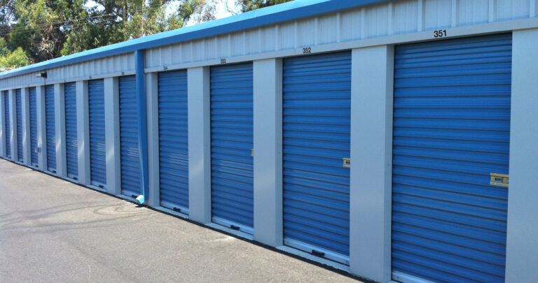 Row of blue storage units