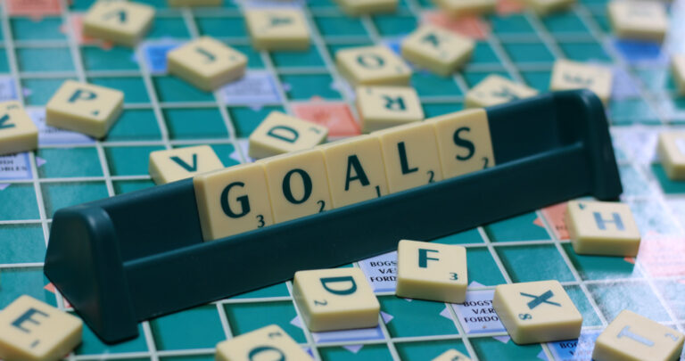 scrabble board saying goals