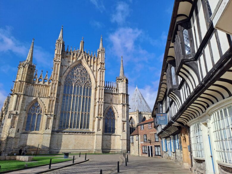 Street view showing the back side of York Minster