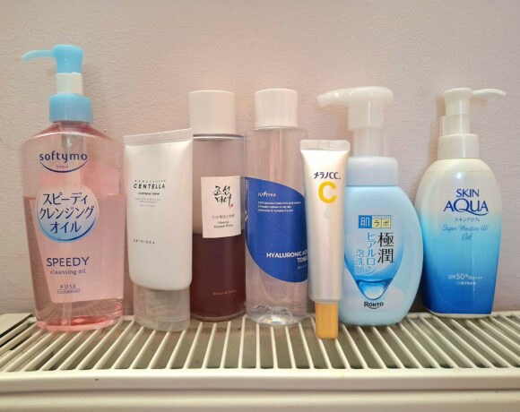 Lineup of Asian skincare products