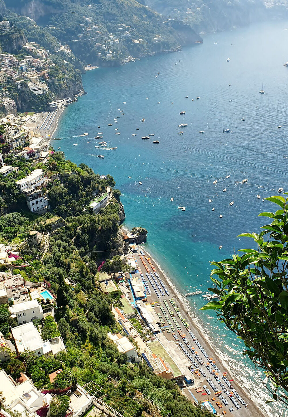Aerial view over Lake Positano in Italy
