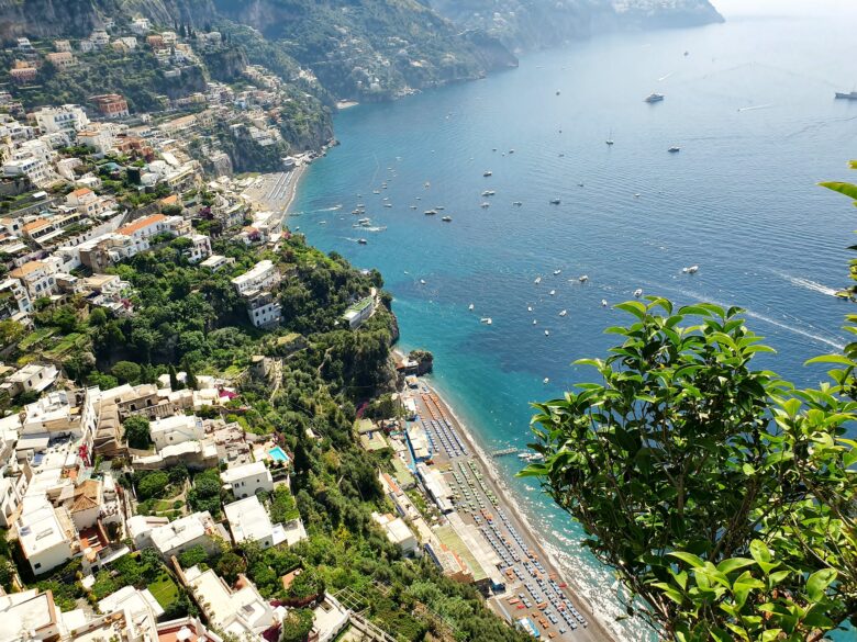 Aerial view of Lake Positano in the Italian Lakes
