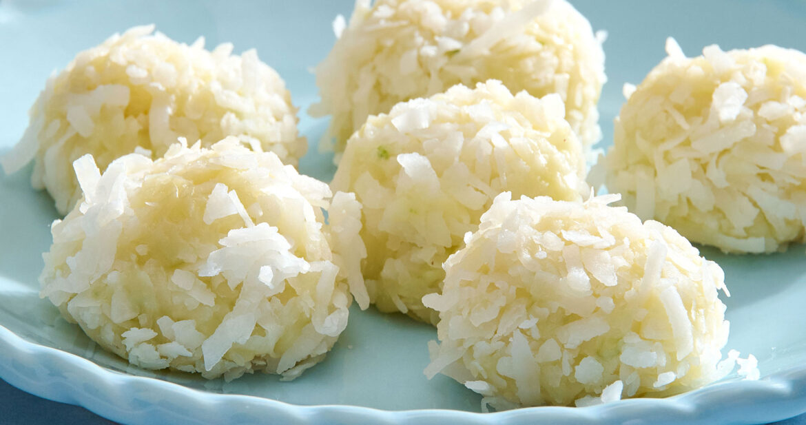 White chocolate and coconut truffles with lemon and lime