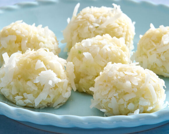 White chocolate and coconut truffles with lemon and lime
