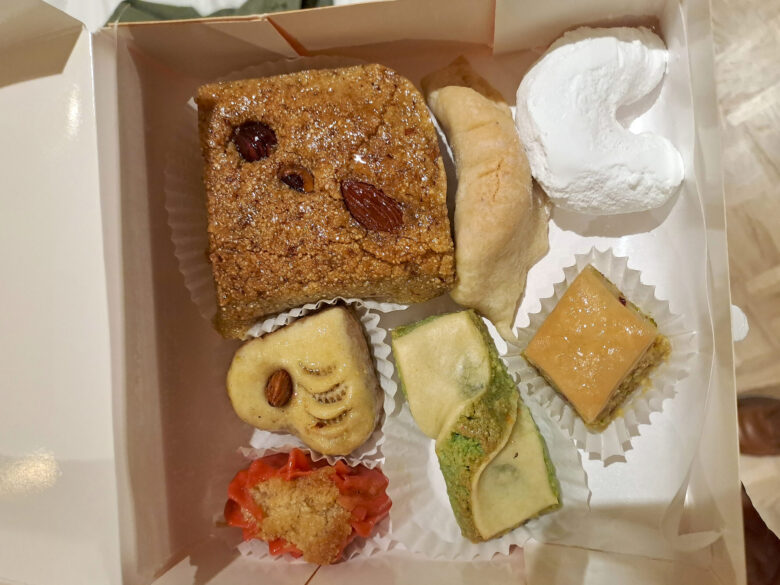 A selection of sweet treats and pastries from La Rose de Tunis patisserie in Marseille