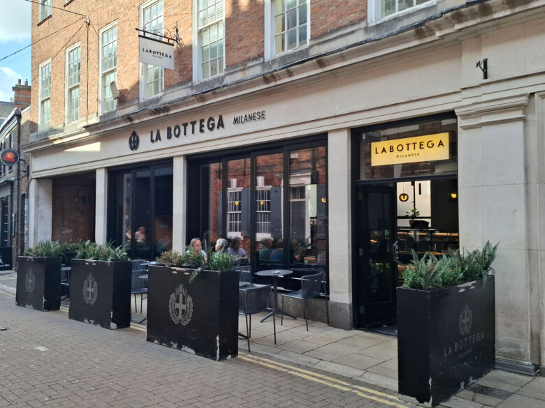 The exterior of La Bottega Milanese coffee shop in York