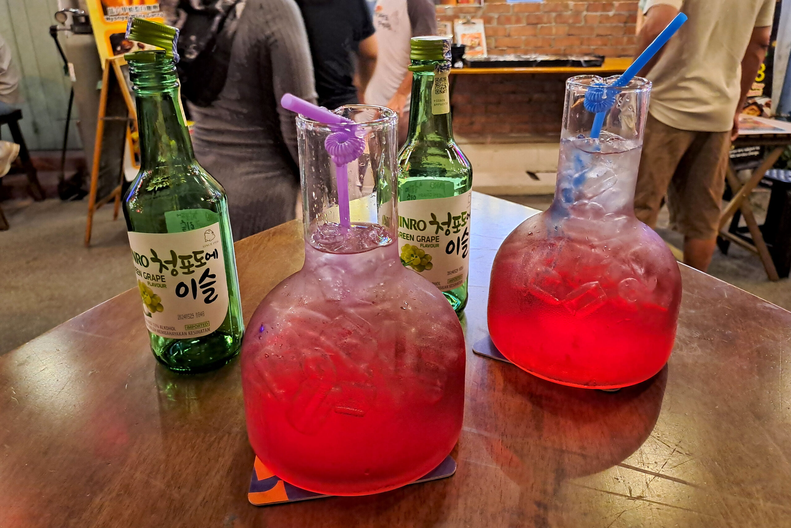 Huge jugs of soju cocktail at Tipsy Bridge Bar