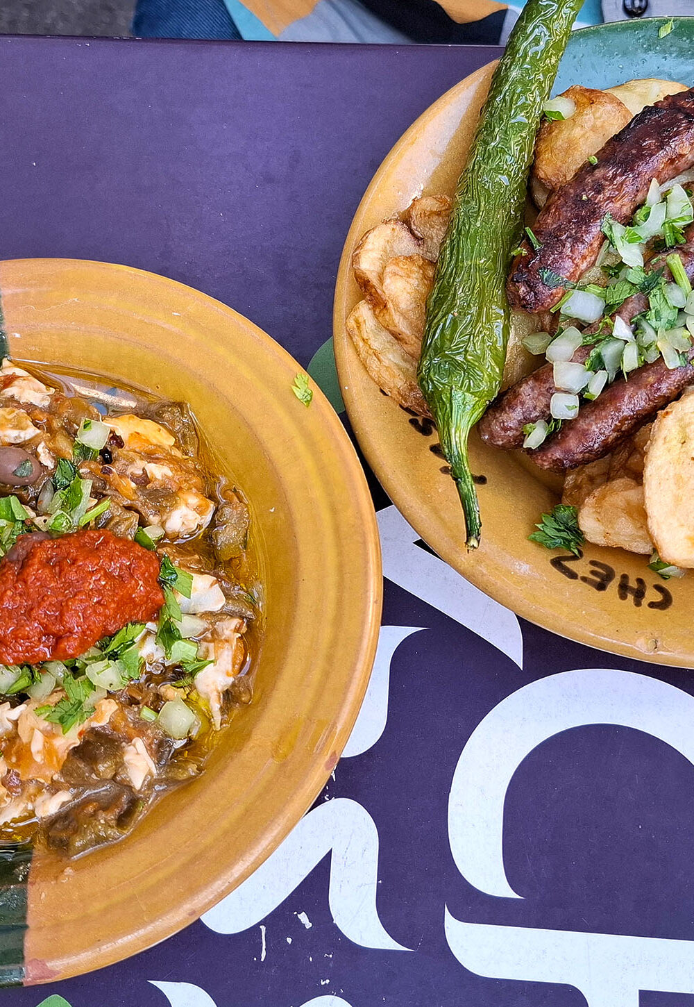 Plates of food at Chez Yassine in Marseille