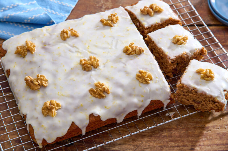 Iced Date and Walnut Traybake